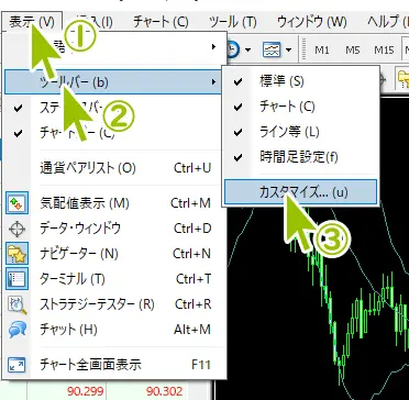 MT4_ツールバーのカスタマイズ手順