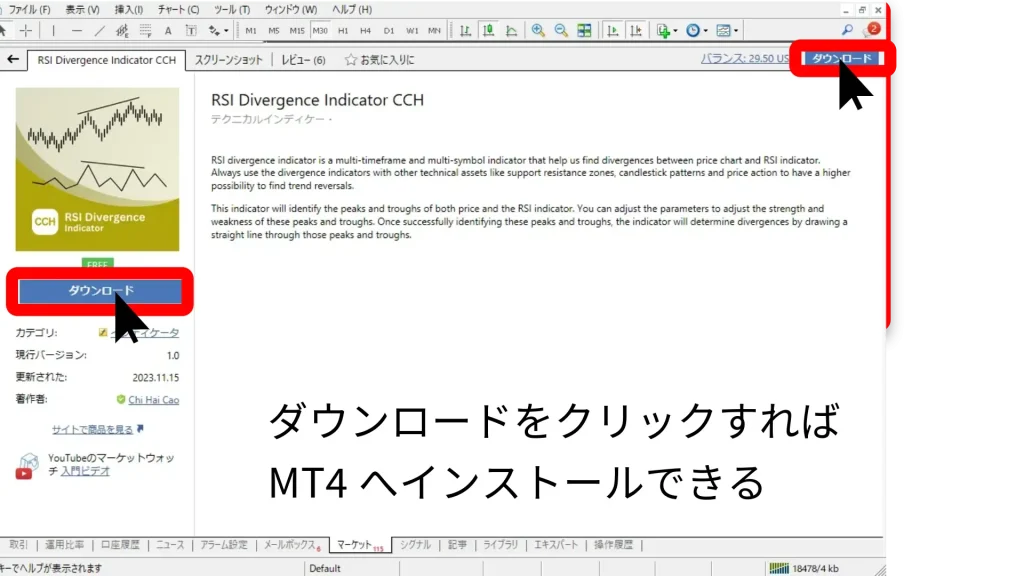 インジケーターのダウンロード