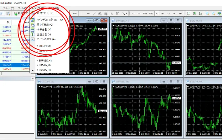 ウインドウの整列